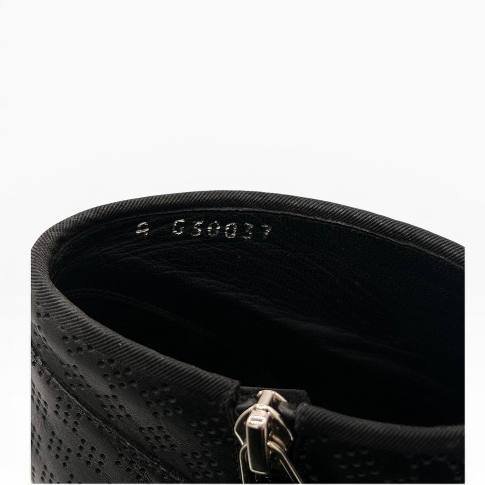 Chanel CC Heel Peep Toe Booties COA 37.5 Black Gold Perforated Leather 4" BOX - Picture 12 of 12